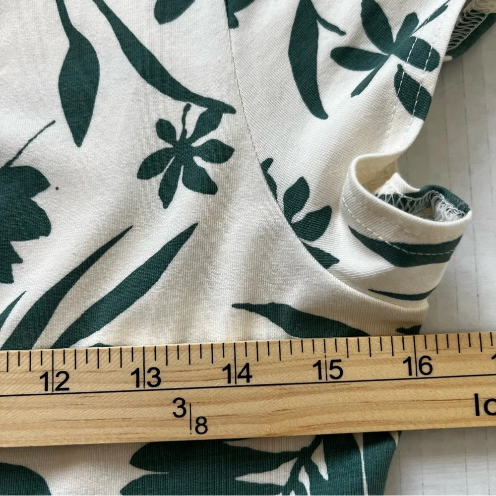 Pact NWOT Organic Cotton Fit & Flare Crossover Tropical Palm Summer Dress Small - Picture 13 of 16